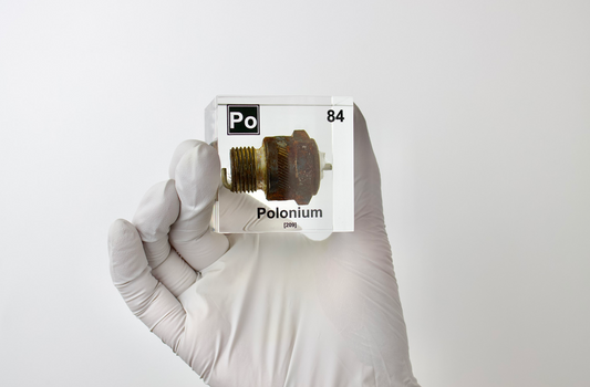 Polonium (Spark Plug) Element Cube - 2" Acrylic Display - Atomic Number 84