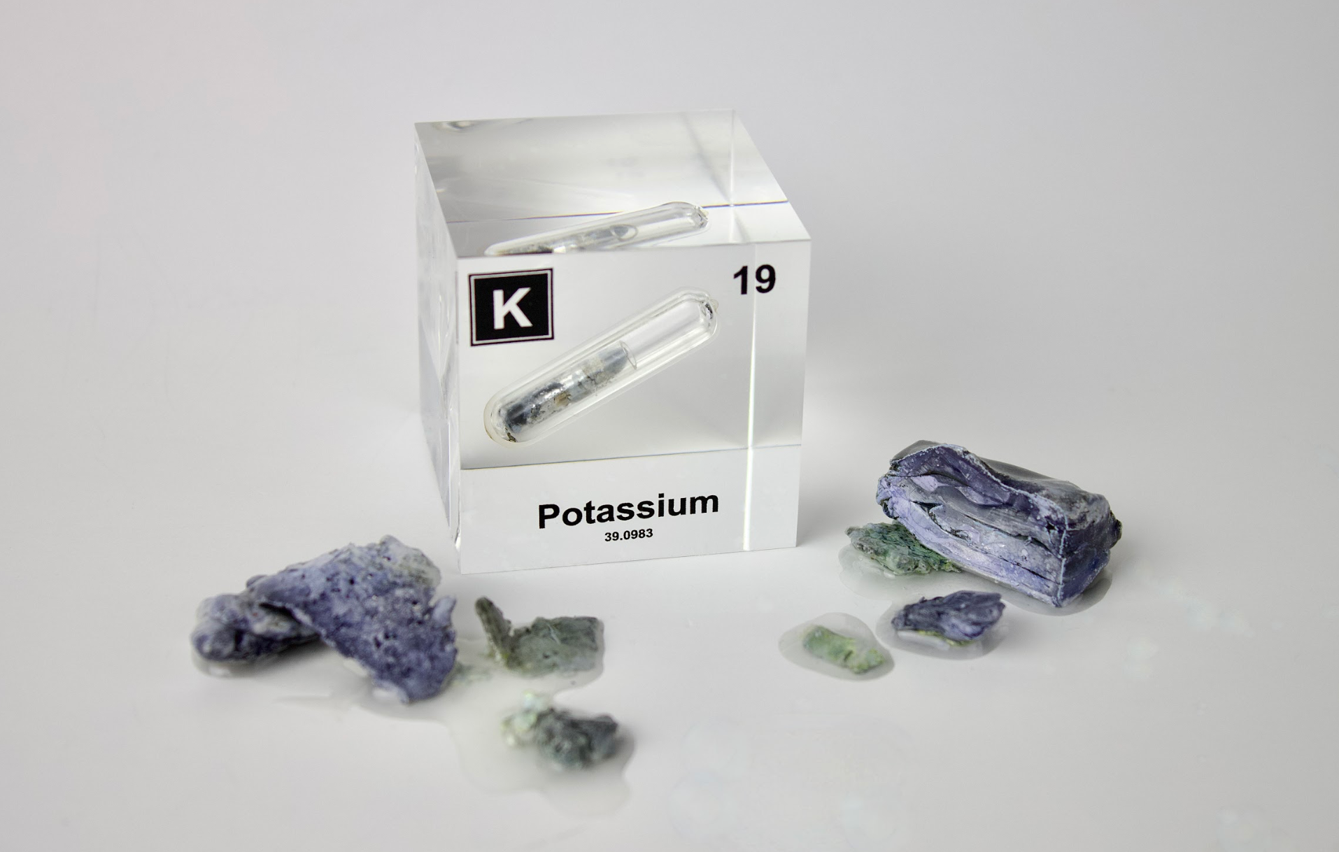 Potassium Element Cube - 2" Acrylic Display - Atomic Number 19