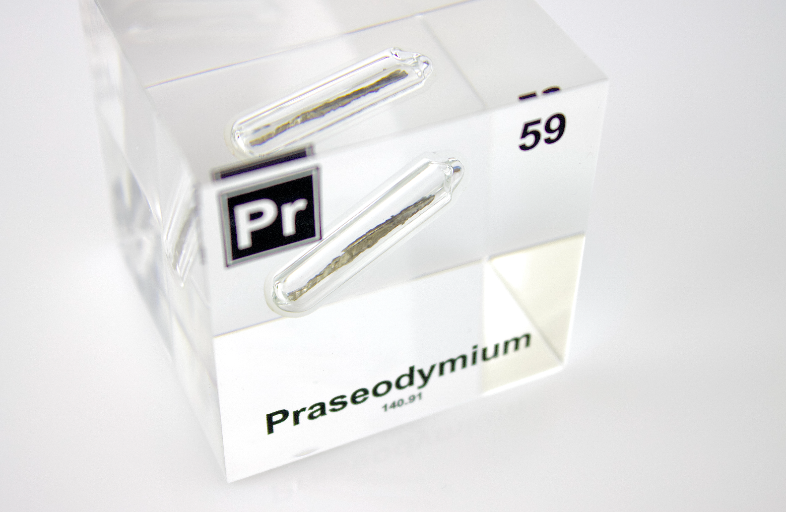 Praseodymium Element Cube - 2" Acrylic Display - Atomic Number 59