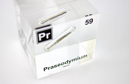 Praseodymium Element Cube - 2" Acrylic Display - Atomic Number 59