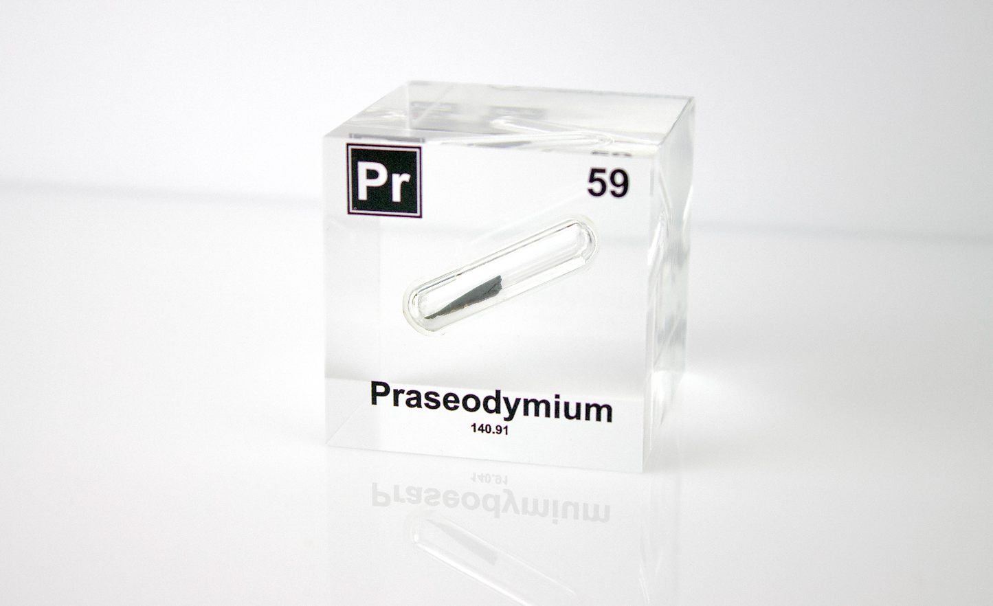 Praseodymium Element Cube - 2" Acrylic Display - Atomic Number 59