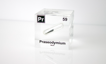 Praseodymium Element Cube - 2" Acrylic Display - Atomic Number 59