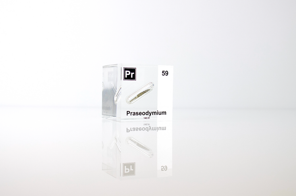 Praseodymium Element Cube - 2" Acrylic Display - Atomic Number 59