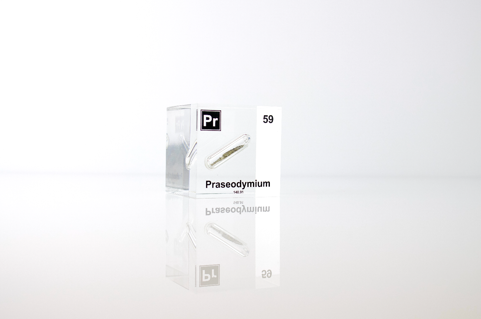 Praseodymium Element Cube - 2" Acrylic Display - Atomic Number 59