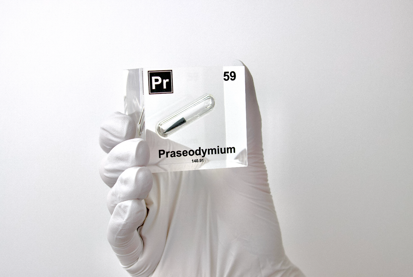 Praseodymium Element Cube - 2" Acrylic Display - Atomic Number 59