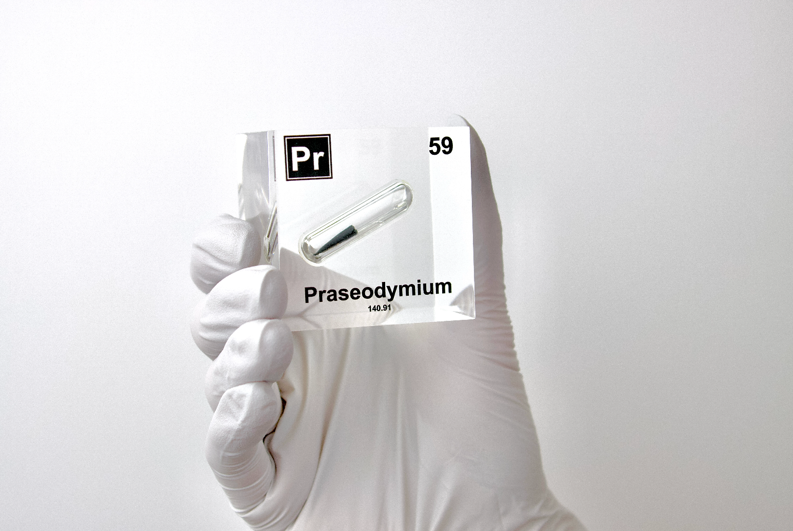 Praseodymium Element Cube - 2" Acrylic Display - Atomic Number 59