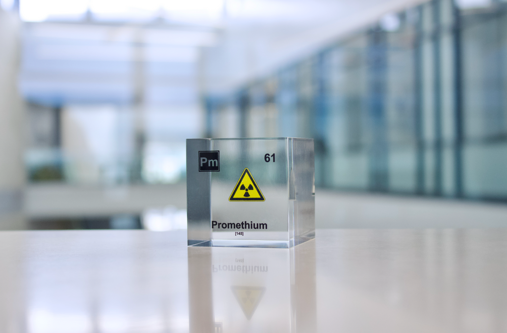 Promethium Element Cube - 2" Acrylic Display - Atomic Number 61