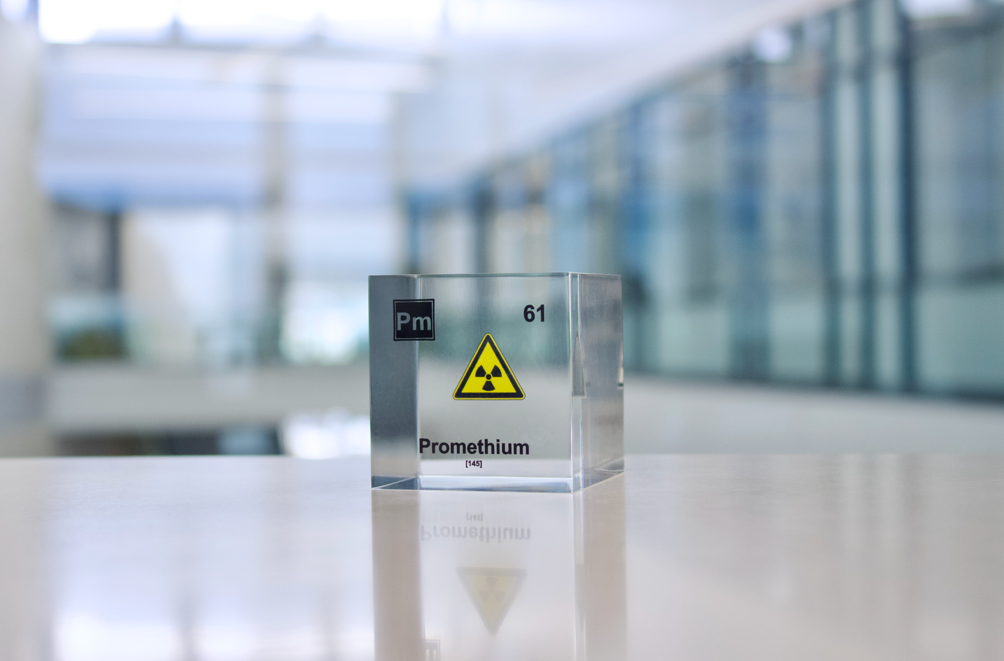 Promethium Element Cube - 2" Acrylic Display - Atomic Number 61