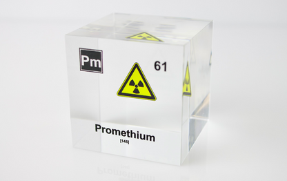 Promethium Element Cube - 2" Acrylic Display - Atomic Number 61