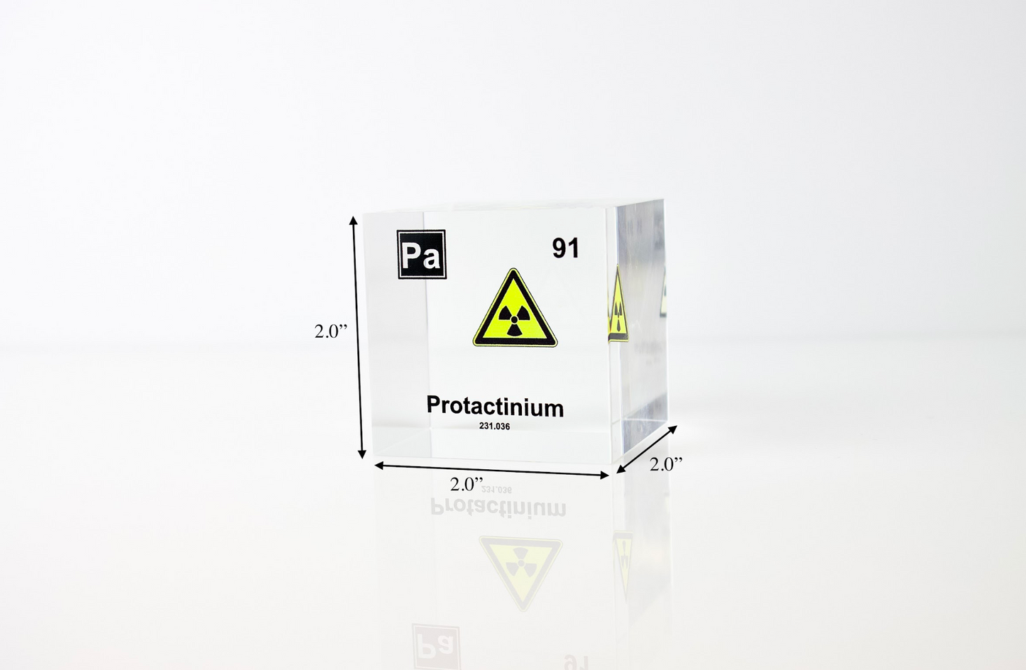 Protactinium Element Cube - 2" Acrylic Display - Atomic Number 91
