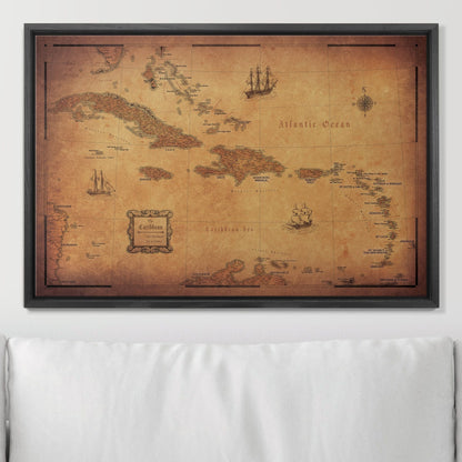 Push Pin Caribbean Map: Golden Aged (Pins Included)