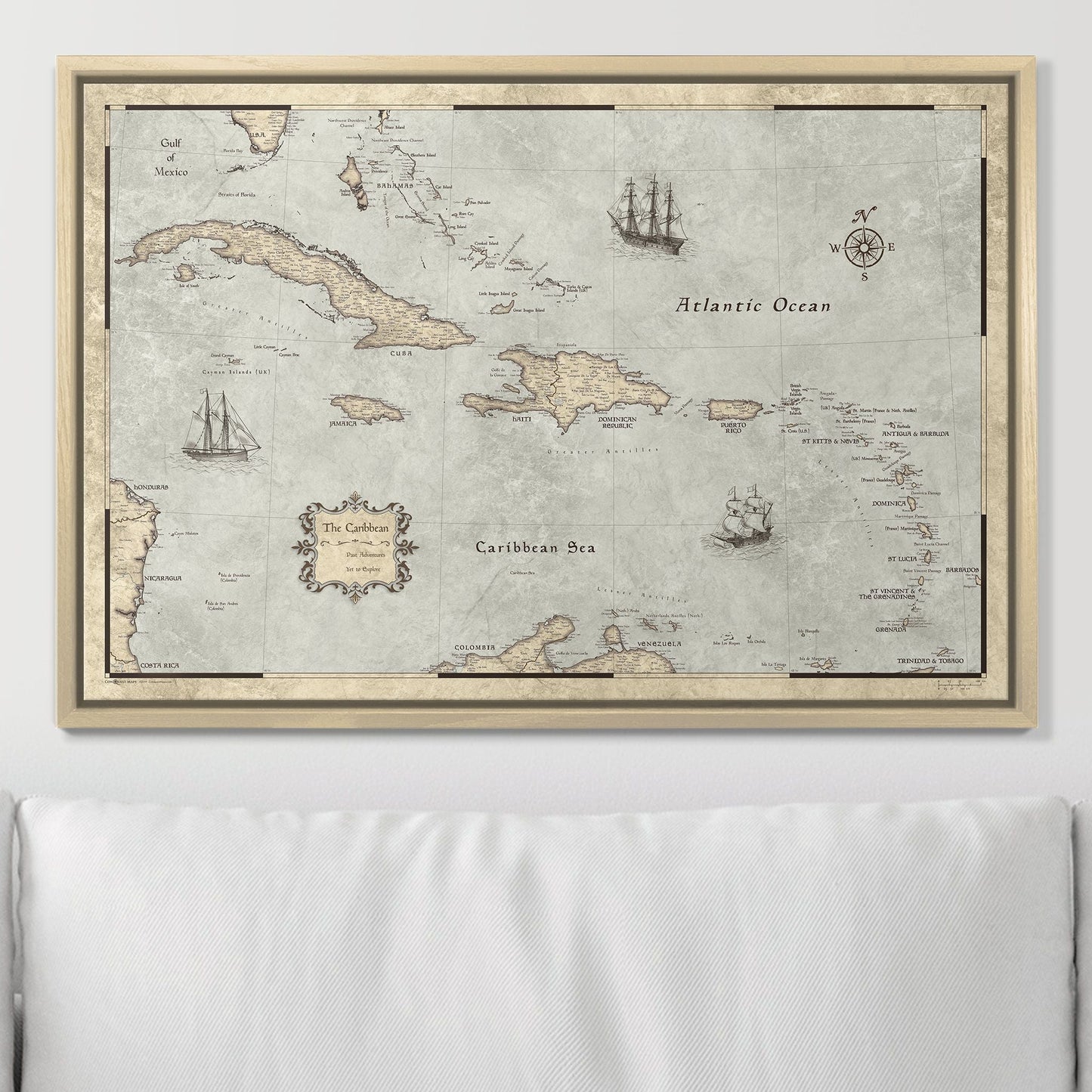 Push Pin Caribbean Map: Rustic Vintage (Pins Included)