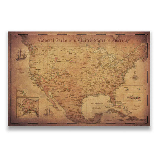 Push Pin National Parks Map: Golden Age (Pins Included)
