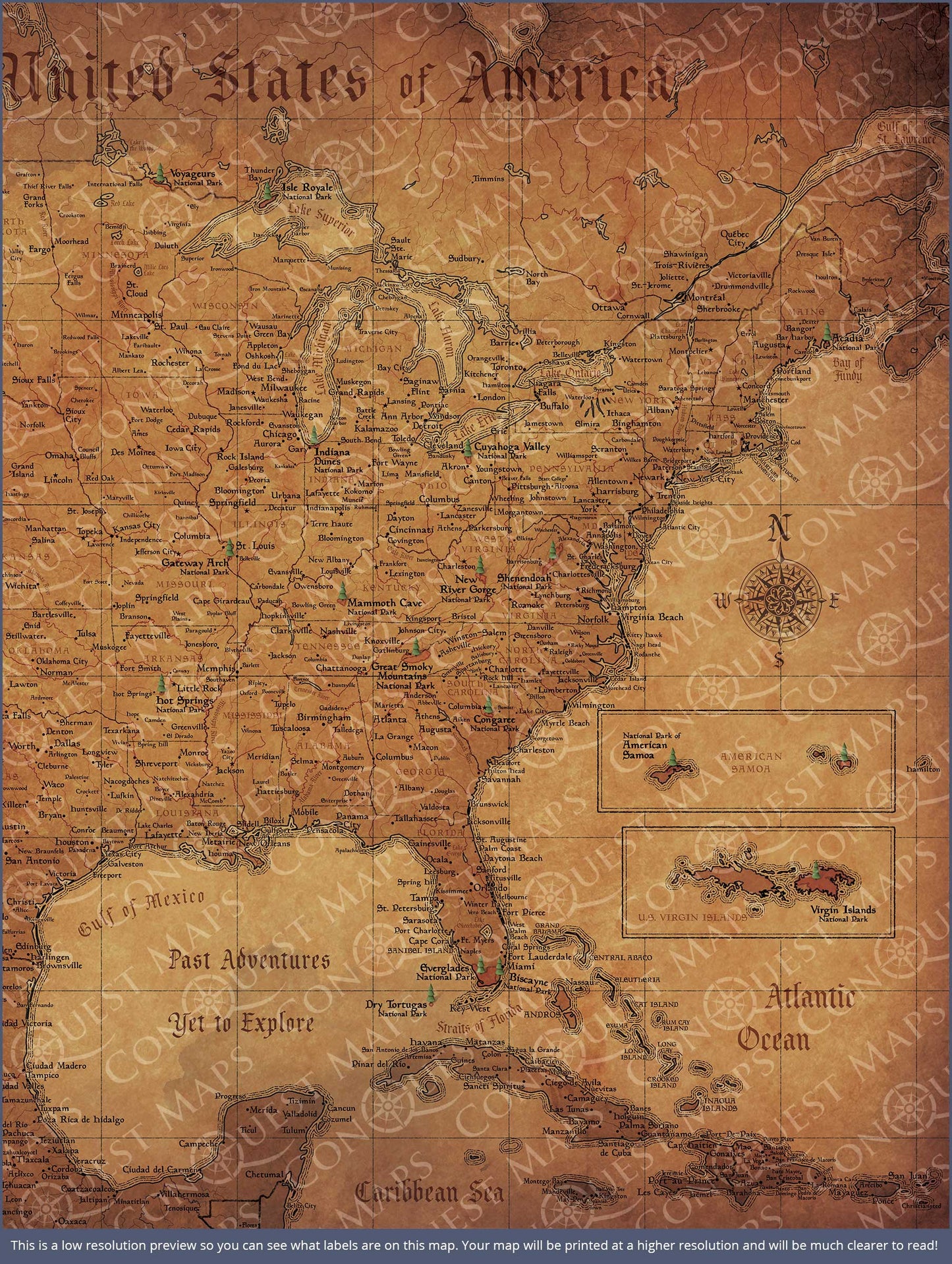 Push Pin National Parks Map: Golden Age (Pins Included)