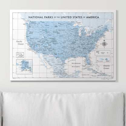Push Pin National Parks Map: Light Blue (Pins Included)