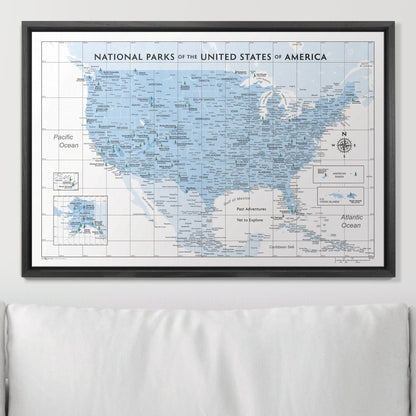 Push Pin National Parks Map: Light Blue (Pins Included)