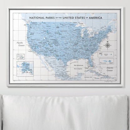 Push Pin National Parks Map: Light Blue (Pins Included)