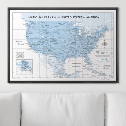 Push Pin National Parks Map: Light Blue (Pins Included)