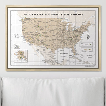 Push Pin National Parks Map: Light Brown (Pins Included)
