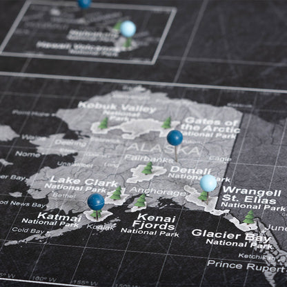 Push Pin National Parks Map: Modern Slate (Pins Included)
