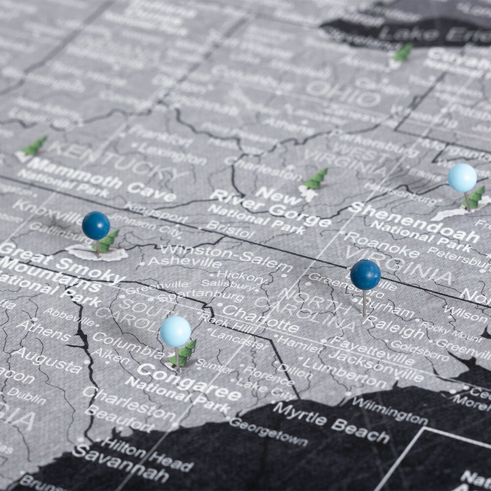 Push Pin National Parks Map: Modern Slate (Pins Included)