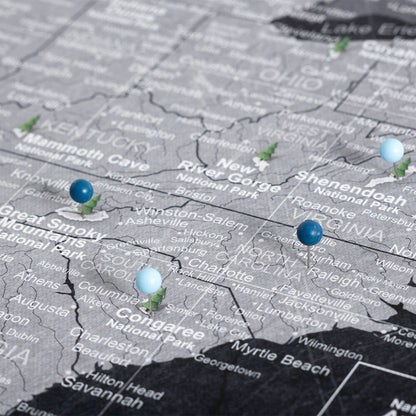 Push Pin National Parks Map: Modern Slate (Pins Included)