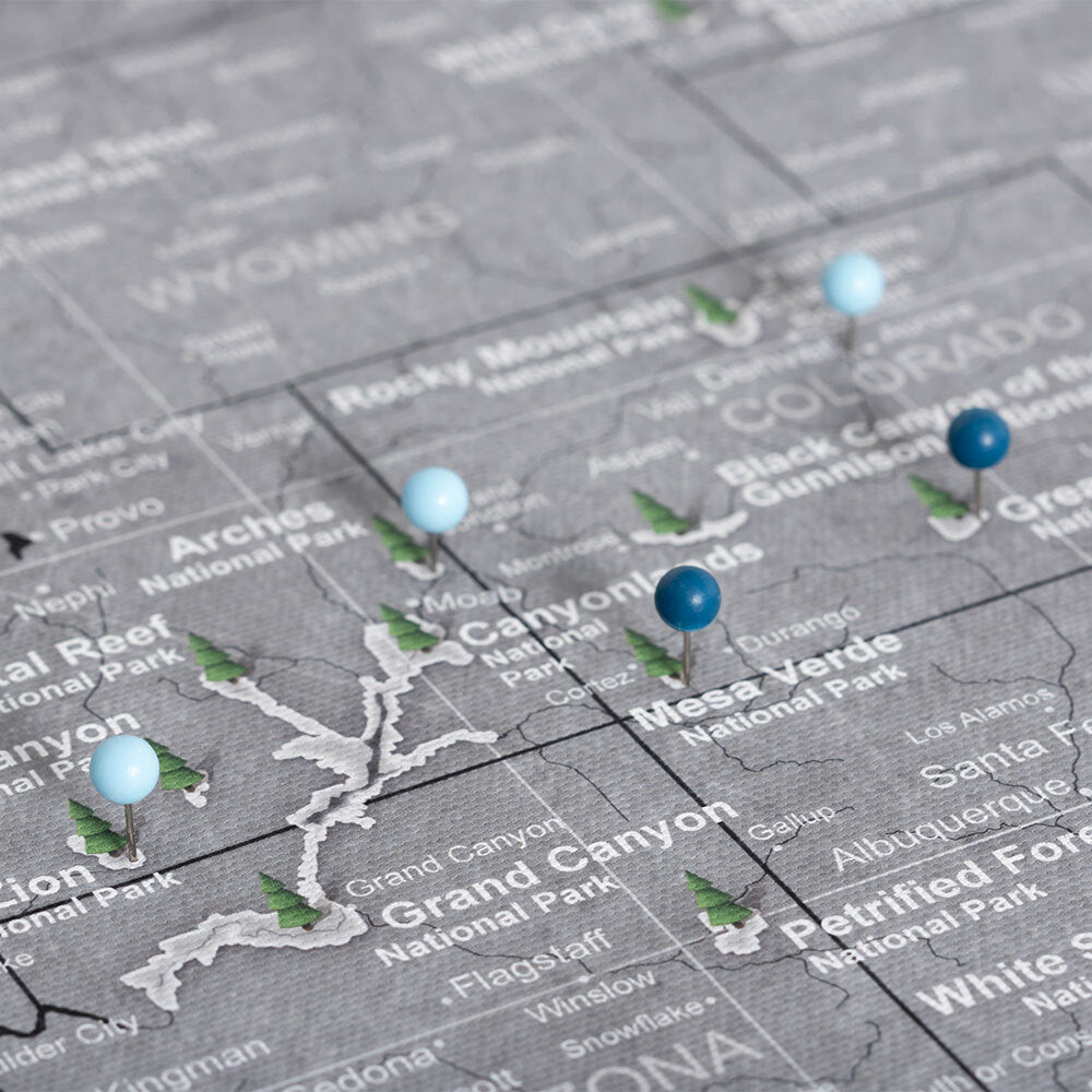 Push Pin National Parks Map: Modern Slate (Pins Included)