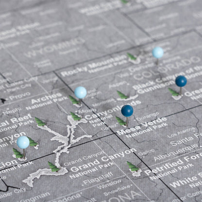 Push Pin National Parks Map: Modern Slate (Pins Included)