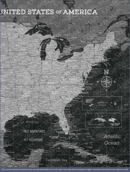 Push Pin National Parks Map: Modern Slate (Pins Included)