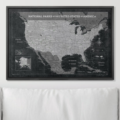Push Pin National Parks Map: Modern Slate (Pins Included)