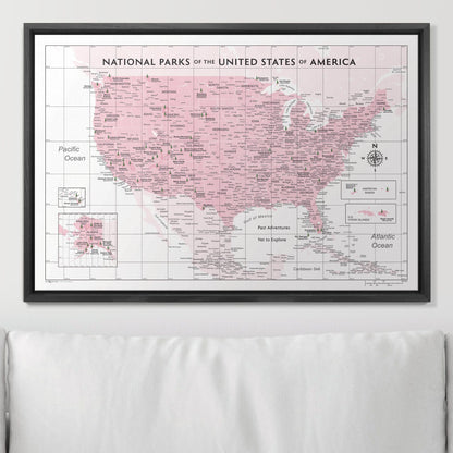 Push Pin National Parks Map: Pink (Pins Included)
