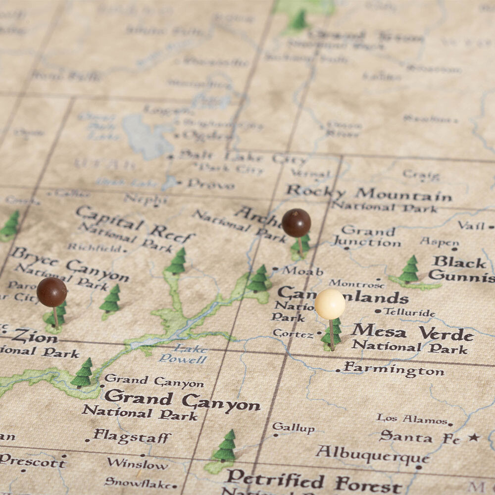 Push Pin National Parks Map: Rustic Vintage (Pins Included)