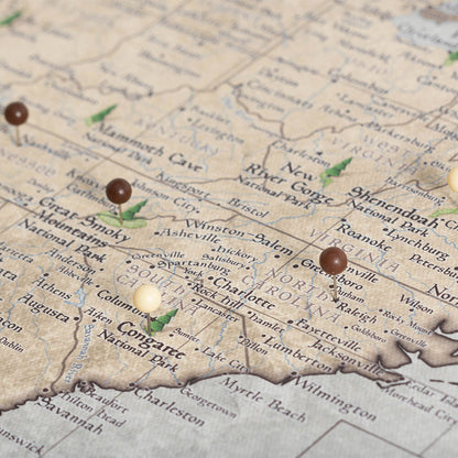 Push Pin National Parks Map: Rustic Vintage (Pins Included)