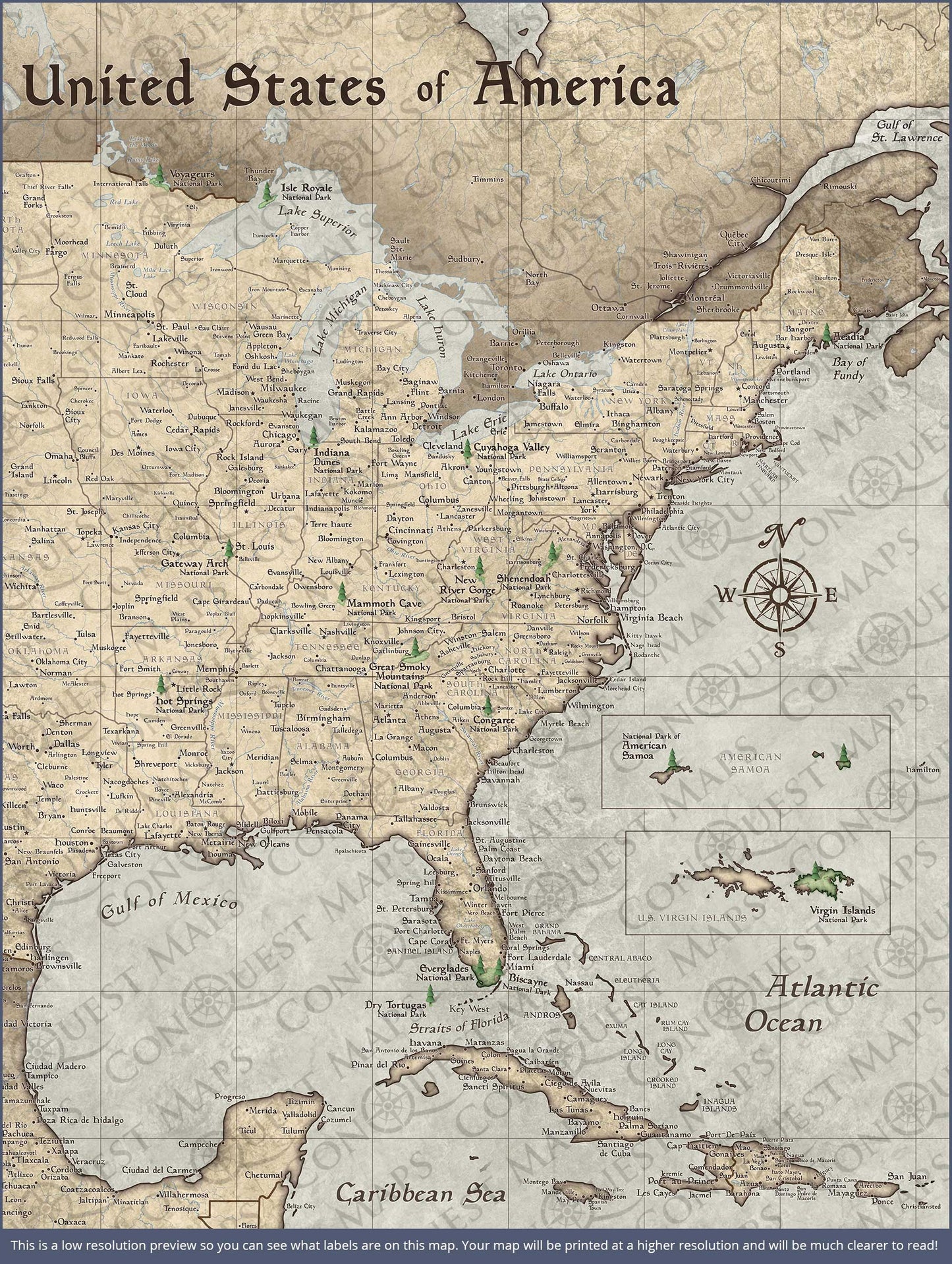 Push Pin National Parks Map: Rustic Vintage (Pins Included)