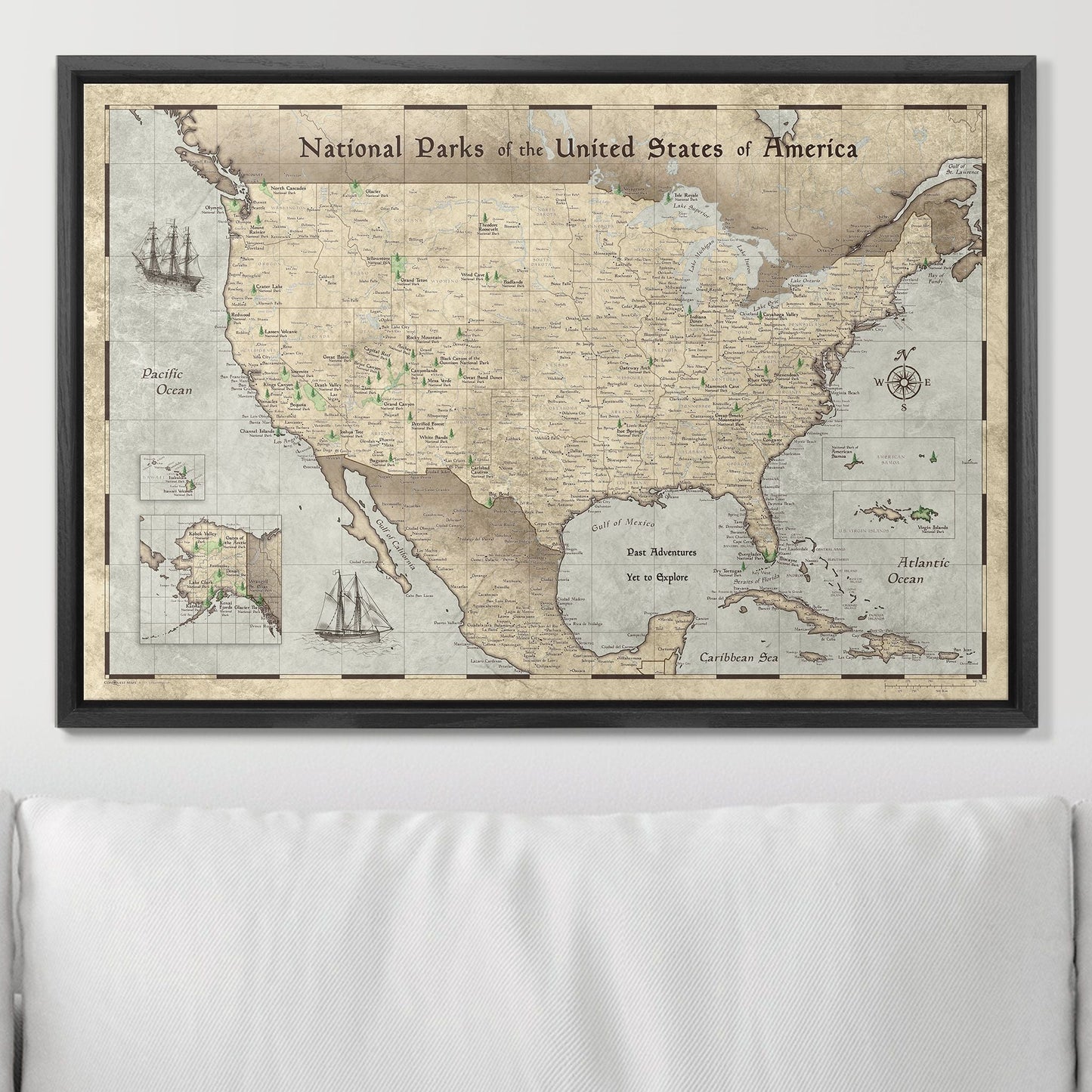 Push Pin National Parks Map: Rustic Vintage (Pins Included)