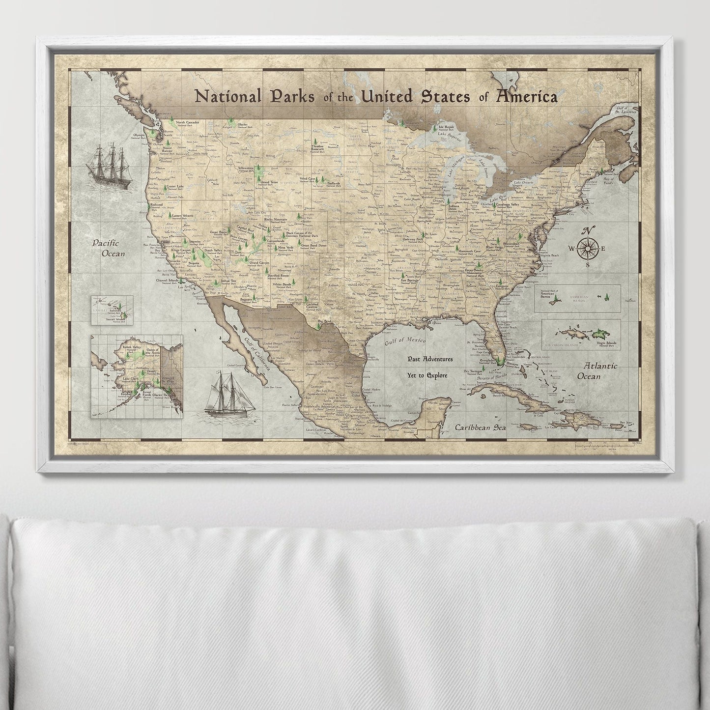 Push Pin National Parks Map: Rustic Vintage (Pins Included)