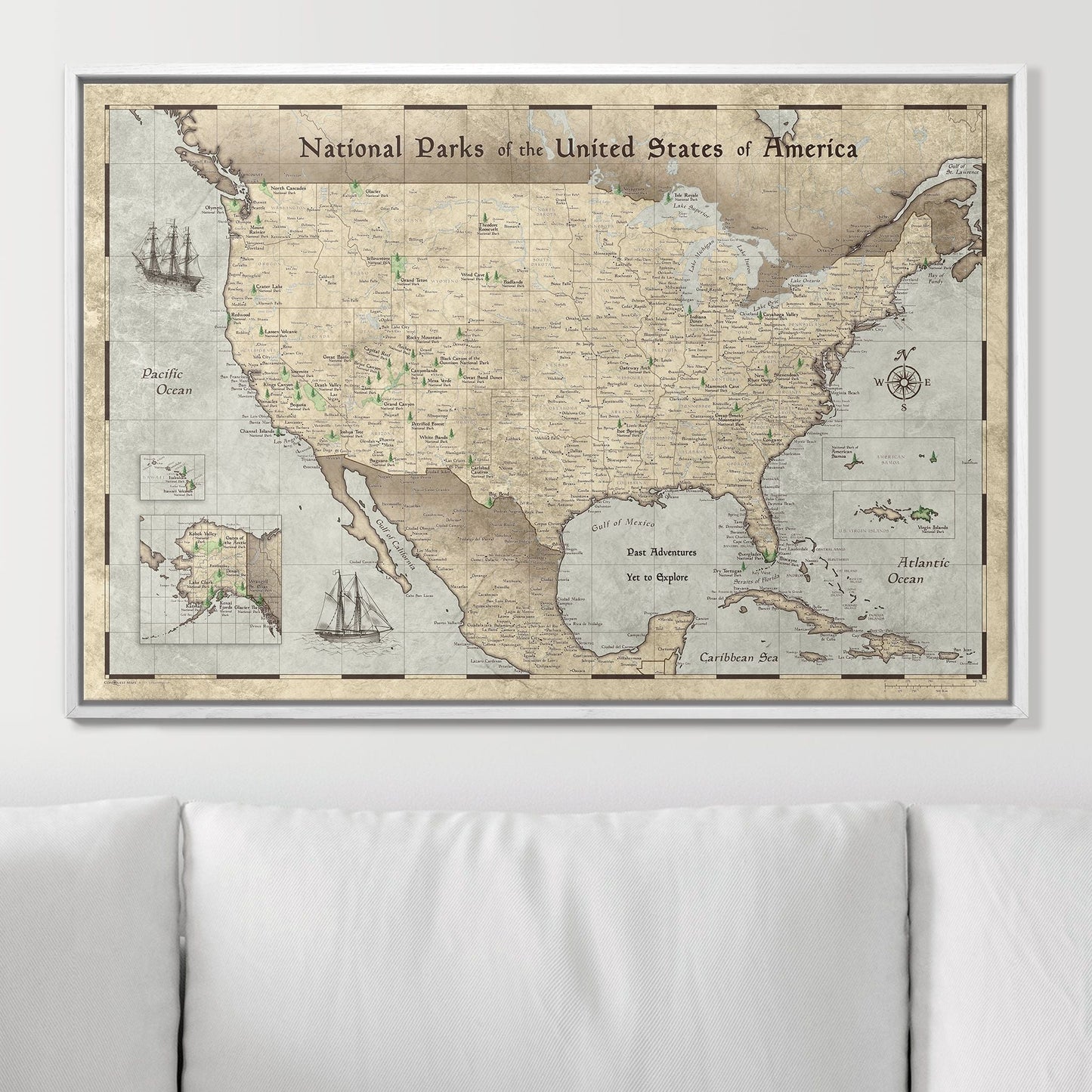 Push Pin National Parks Map: Rustic Vintage (Pins Included)