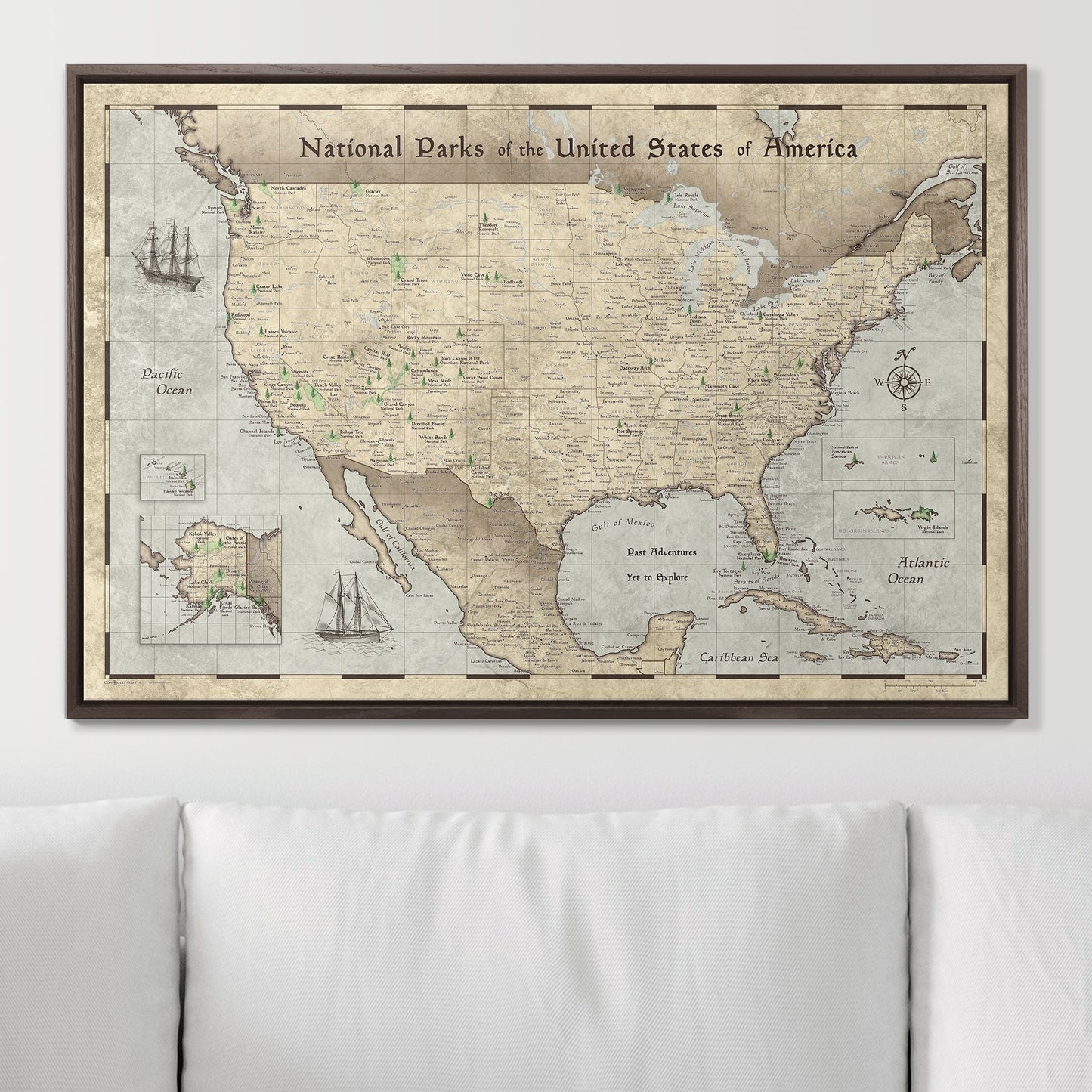 Push Pin National Parks Map: Rustic Vintage (Pins Included)