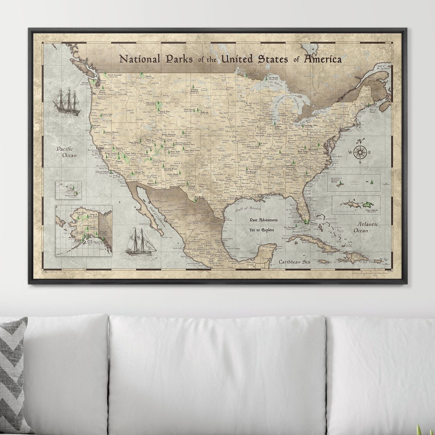 Push Pin National Parks Map: Rustic Vintage (Pins Included)
