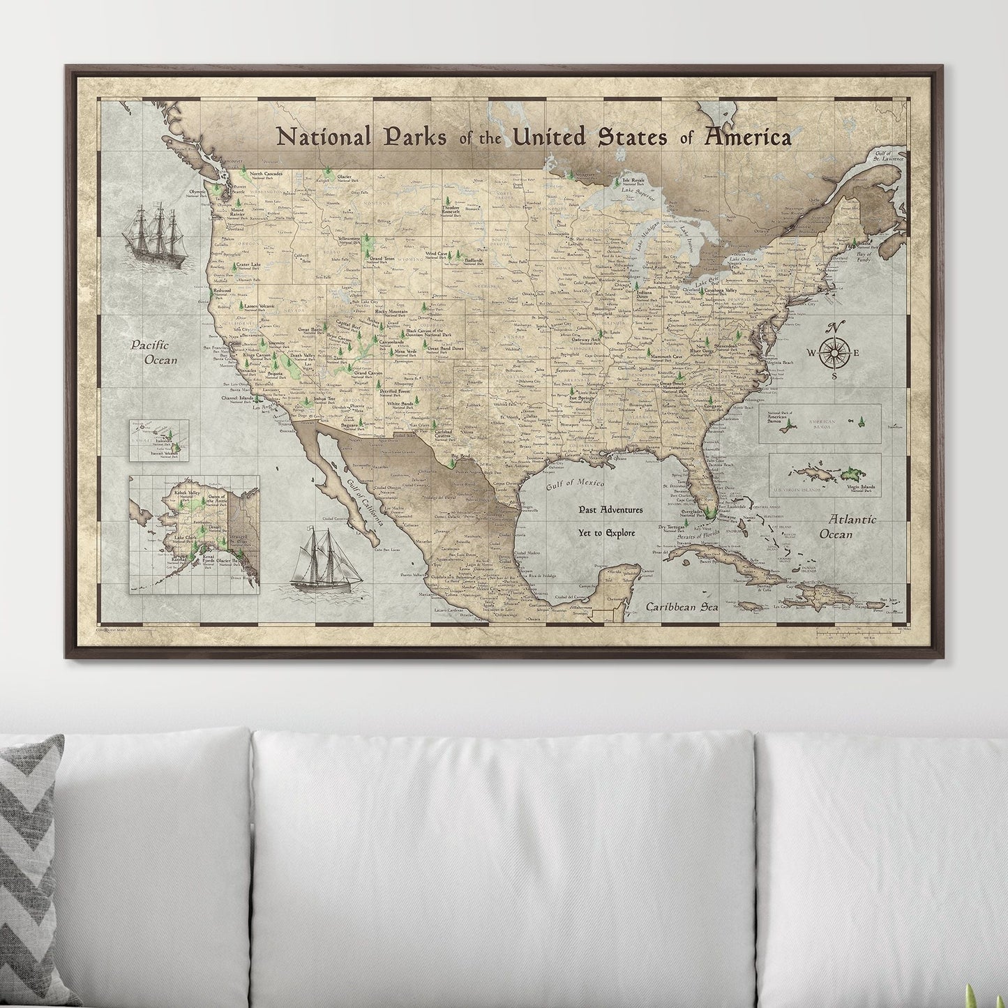 Push Pin National Parks Map: Rustic Vintage (Pins Included)