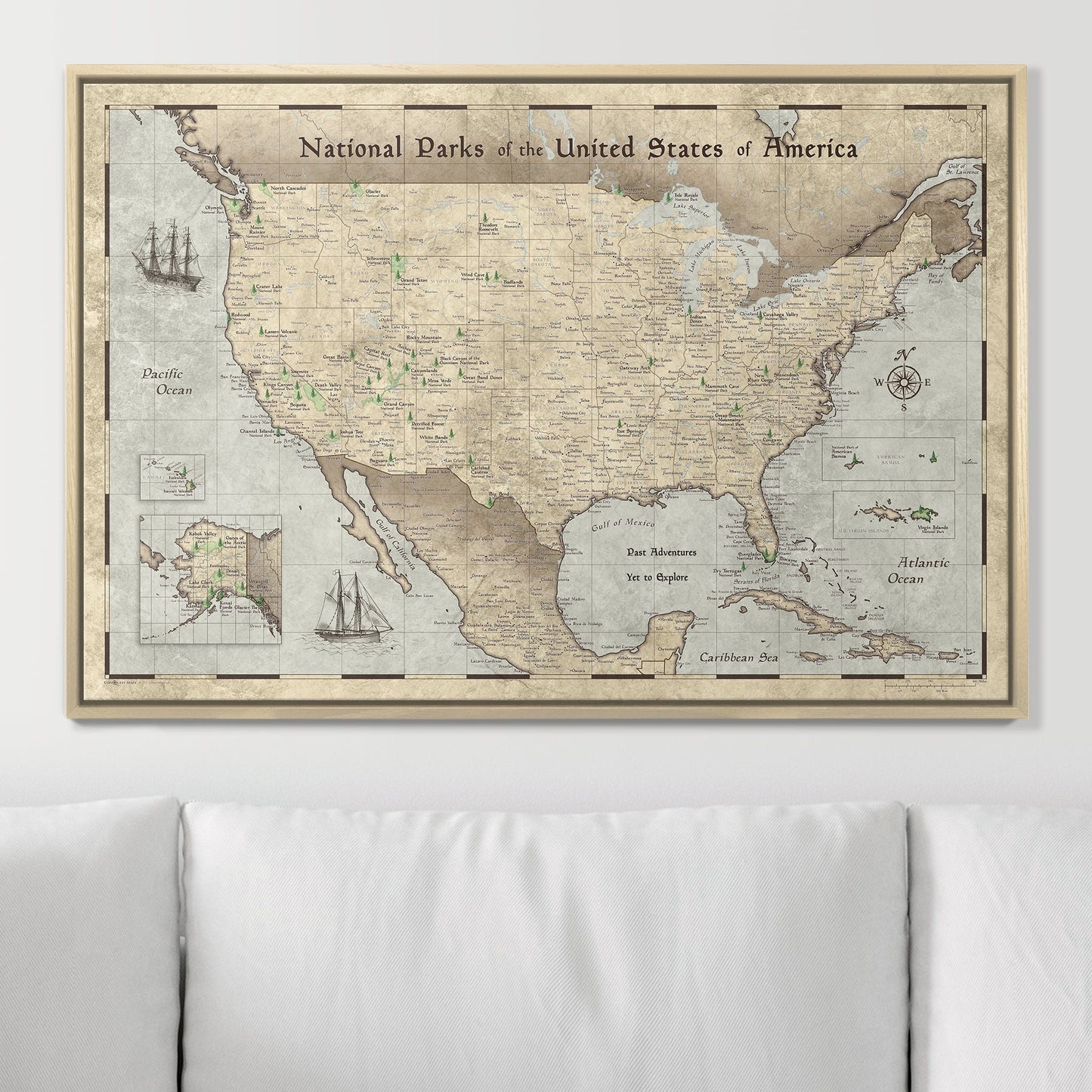 Push Pin National Parks Map: Rustic Vintage (Pins Included)