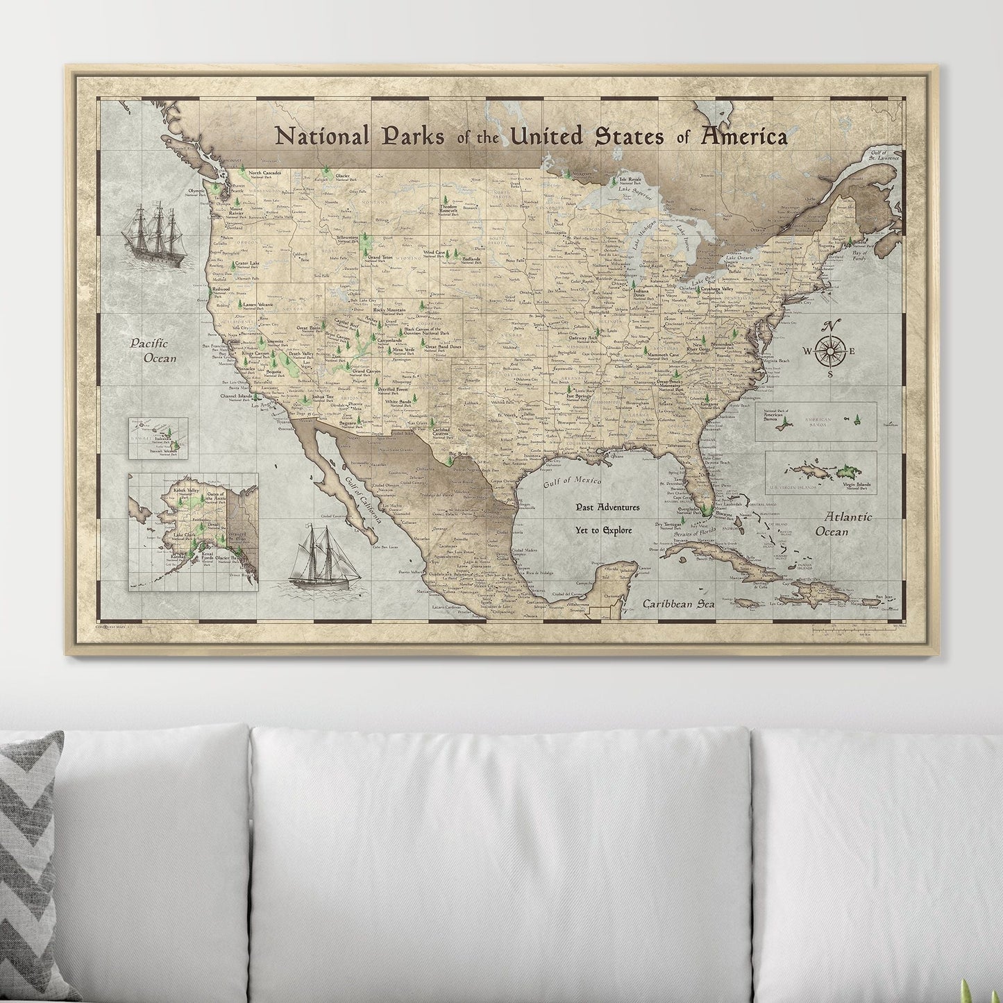 Push Pin National Parks Map: Rustic Vintage (Pins Included)