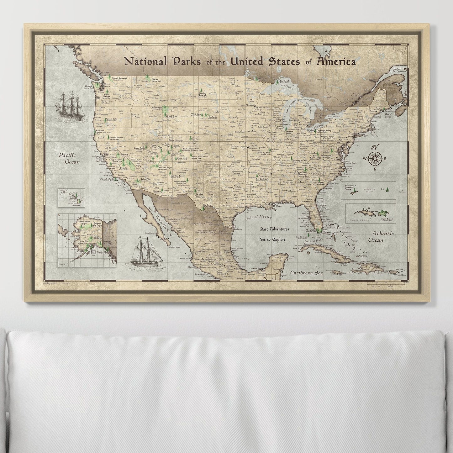 Push Pin National Parks Map: Rustic Vintage (Pins Included)