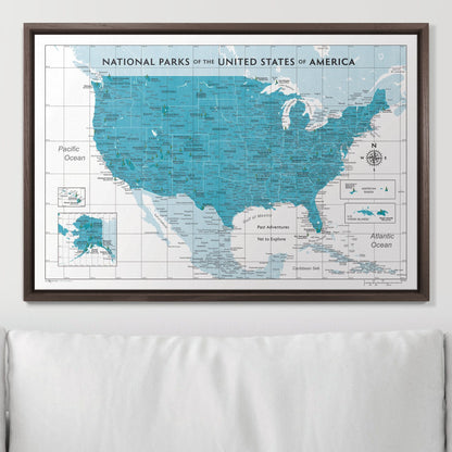 Push Pin National Parks Map: Teal (Pins Included)