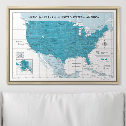 Push Pin National Parks Map: Teal (Pins Included)
