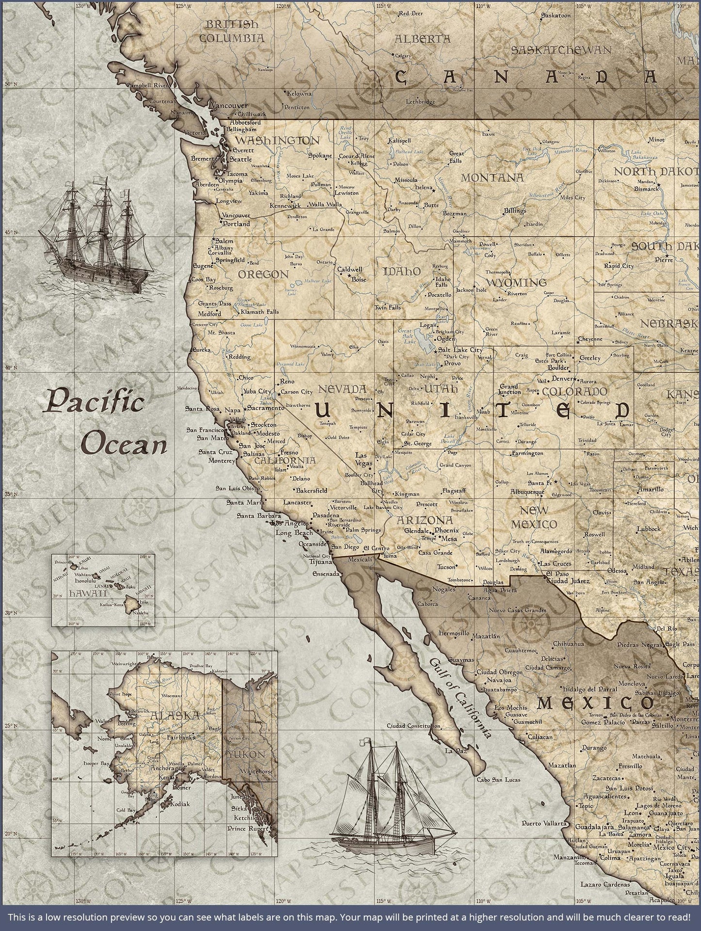 Push Pin USA Map: Rustic Vintage (Pins Included)