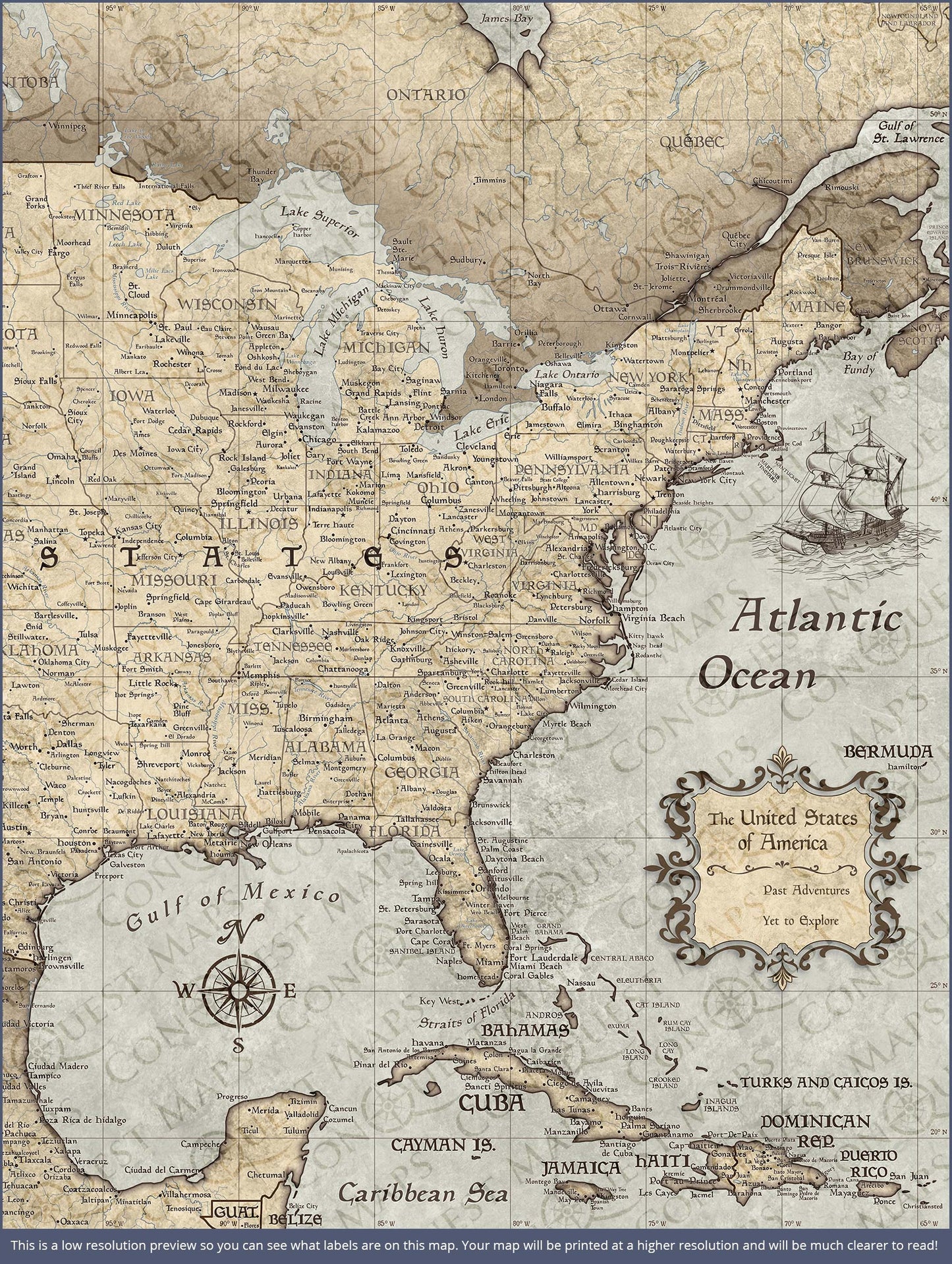 Push Pin USA Map: Rustic Vintage (Pins Included)