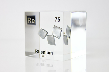 Rhenium Element Cube - 2" Acrylic Display - Atomic Number 75