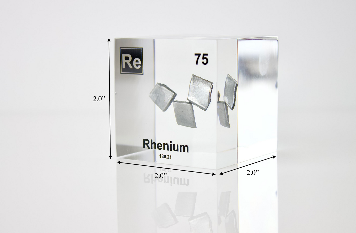 Rhenium Element Cube - 2" Acrylic Display - Atomic Number 75
