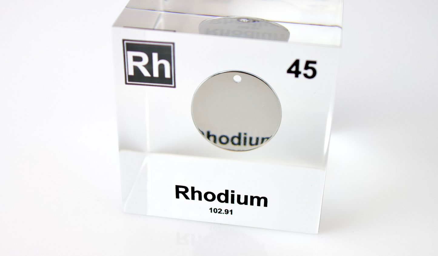 Rhodium Element Cube - 2" Acrylic Display - Atomic Number 45